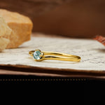 Classic and Minimalist 4-Prong Round-Cut Three-Stone Moss Agate Engagement Ring - Additional view