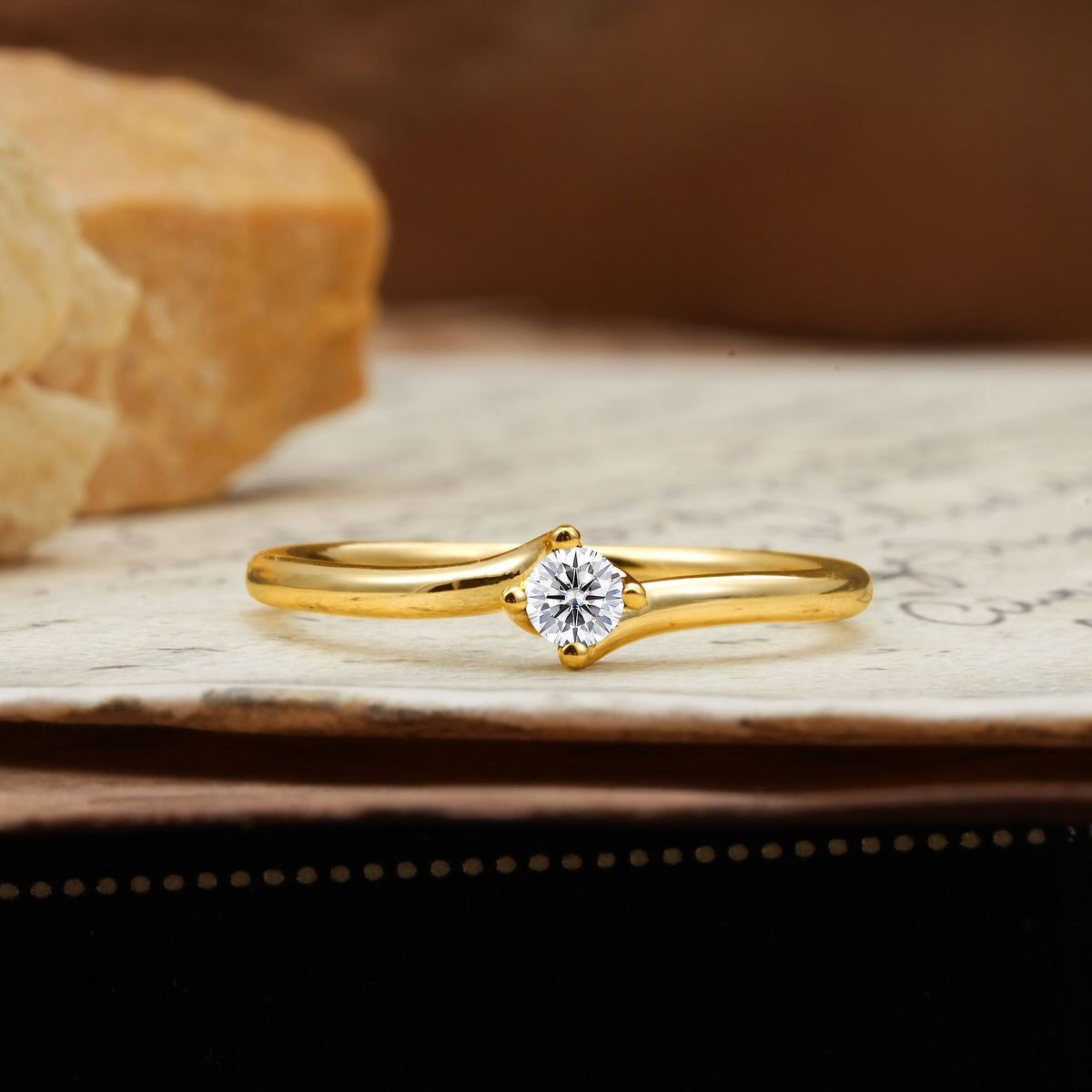 Classic and Minimalist 4-Prong Round-Cut Three-Stone Lab Diamond Engagement Ring - Additional view