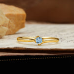 Classic and Minimalist 4-Prong Round-Cut Three-Stone Aquamarine Engagement Ring - Additional view