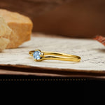 Classic and Minimalist 4-Prong Round-Cut Three-Stone Aquamarine Engagement Ring - Additional view