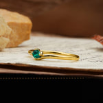 Classic and Minimalist 4-Prong Round-Cut Three-Stone Emerald Engagement Ring - Additional view