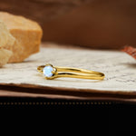 Classic and Minimalist 4-Prong Round-Cut Three-Stone Moonstone Engagement Ring - Additional view