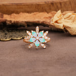 Unique and Luxurious Floral Design 4-Prong Pear Cut Fire Opal Engagement Ring - Additional view