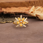 Unique and Luxurious Floral Design 4-Prong Pear Cut Citrine Engagement Ring - Additional view