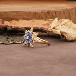Unique and Luxurious Floral Design 4-Prong Pear Cut Tanzanite Engagement Ring - Additional view