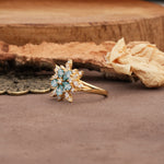 Unique and Luxurious Floral Design 4-Prong Pear Cut Moss Agate Engagement Ring - Additional view