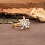 Unique and Luxurious Floral Design 4-Prong Pear Cut Lab Diamond Engagement Ring - Additional view