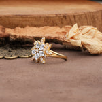 Unique and Luxurious Floral Design 4-Prong Pear Cut Lab Diamond Engagement Ring - Additional view