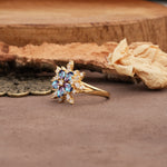 Unique and Luxurious Floral Design 4-Prong Pear Cut Alexandrite Engagement Ring - Additional view