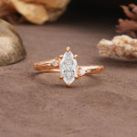 Classic Luxury 6-Prong Marquise Cut Three Stone Moissanite Engagement Ring - Additional view