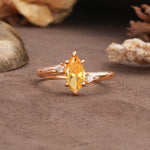 Classic Luxury 6-Prong Marquise Cut Three Stone Citrine Engagement Ring - Additional view