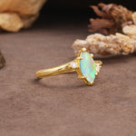 Classic Luxury 6-Prong Marquise Cut Three Stone Fire Opal Engagement Ring - Additional view