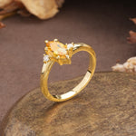 Classic Luxury 6-Prong Marquise Cut Three Stone Citrine Engagement Ring - Additional view
