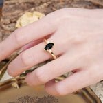 Classic Luxury 6-Prong Marquise Cut Three Stone Black Onyx Engagement Ring - Additional view