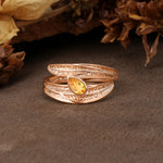 Nature-Inspired Inset Pear Cut Citrine Engagement Ring - Additional view