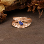 Nature-Inspired Inset Pear Cut Tanzanite Engagement Ring - Additional view