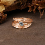 Nature-Inspired Inset Pear Cut Black Rutilated Quartz Engagement Ring - Additional view