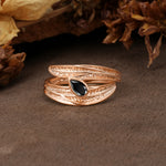 Nature-Inspired Inset Pear Cut Black Onyx Engagement Ring - Additional view