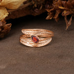 Nature-Inspired Inset Pear Cut Garnet Engagement Ring - Additional view