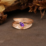 Nature-Inspired Inset Pear Cut Amethyst Engagement Ring - Additional view