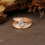 Nature-Inspired Inset Pear Cut Aquamarine Engagement Ring - Additional view