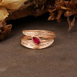 Nature-Inspired Inset Pear Cut Ruby Engagement Ring - Additional view