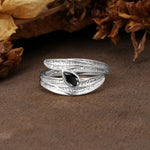 Nature-Inspired Inset Pear Cut Black Onyx Engagement Ring - Additional view
