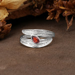 Nature-Inspired Inset Pear Cut Garnet Engagement Ring - Additional view