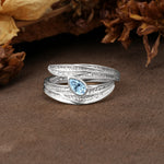 Nature-Inspired Inset Pear Cut Aquamarine Engagement Ring - Additional view