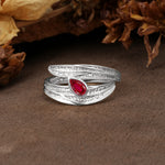 Nature-Inspired Inset Pear Cut Ruby Engagement Ring - Additional view