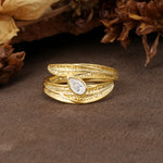 Nature-Inspired Inset Pear Cut Moissanite Engagement Ring - Additional view