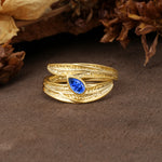 Nature-Inspired Inset Pear Cut Sapphire Engagement Ring - Additional view