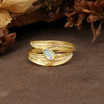 Nature-Inspired Inset Pear Cut Fire Opal Engagement Ring - Additional view