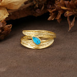 Nature-Inspired Inset Pear Cut Turquoise Engagement Ring - Additional view