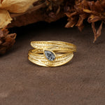 Nature-Inspired Inset Pear Cut Black Rutilated Quartz Engagement Ring - Additional view