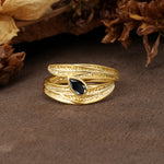 Nature-Inspired Inset Pear Cut Black Onyx Engagement Ring - Additional view