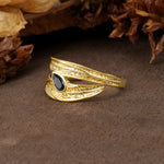 Nature-Inspired Inset Pear Cut Black Onyx Engagement Ring - Additional view