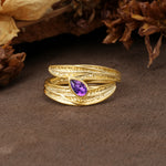 Nature-Inspired Inset Pear Cut Amethyst Engagement Ring - Additional view