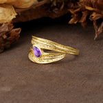 Nature-Inspired Inset Pear Cut Amethyst Engagement Ring - Additional view