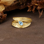 Nature-Inspired Inset Pear Cut Aquamarine Engagement Ring - Additional view