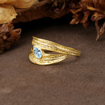 Nature-Inspired Inset Pear Cut Aquamarine Engagement Ring - Additional view