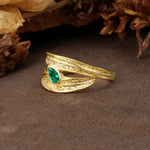 Nature-Inspired Inset Pear Cut Emerald Engagement Ring - Additional view