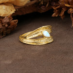 Nature-Inspired Inset Pear Cut Moonstone Engagement Ring - Additional view