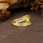Nature-Inspired Inset Pear Cut Peridot Engagement Ring - Additional view