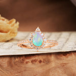 Vintage Classic 3-Prong Pear Cut Fire Opal Engagement Ring - Additional view