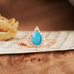 Vintage Classic 3-Prong Pear Cut Turquoise Engagement Ring - Additional view