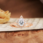 Vintage Classic 3-Prong Pear Cut Lab Diamond Engagement Ring - Additional view
