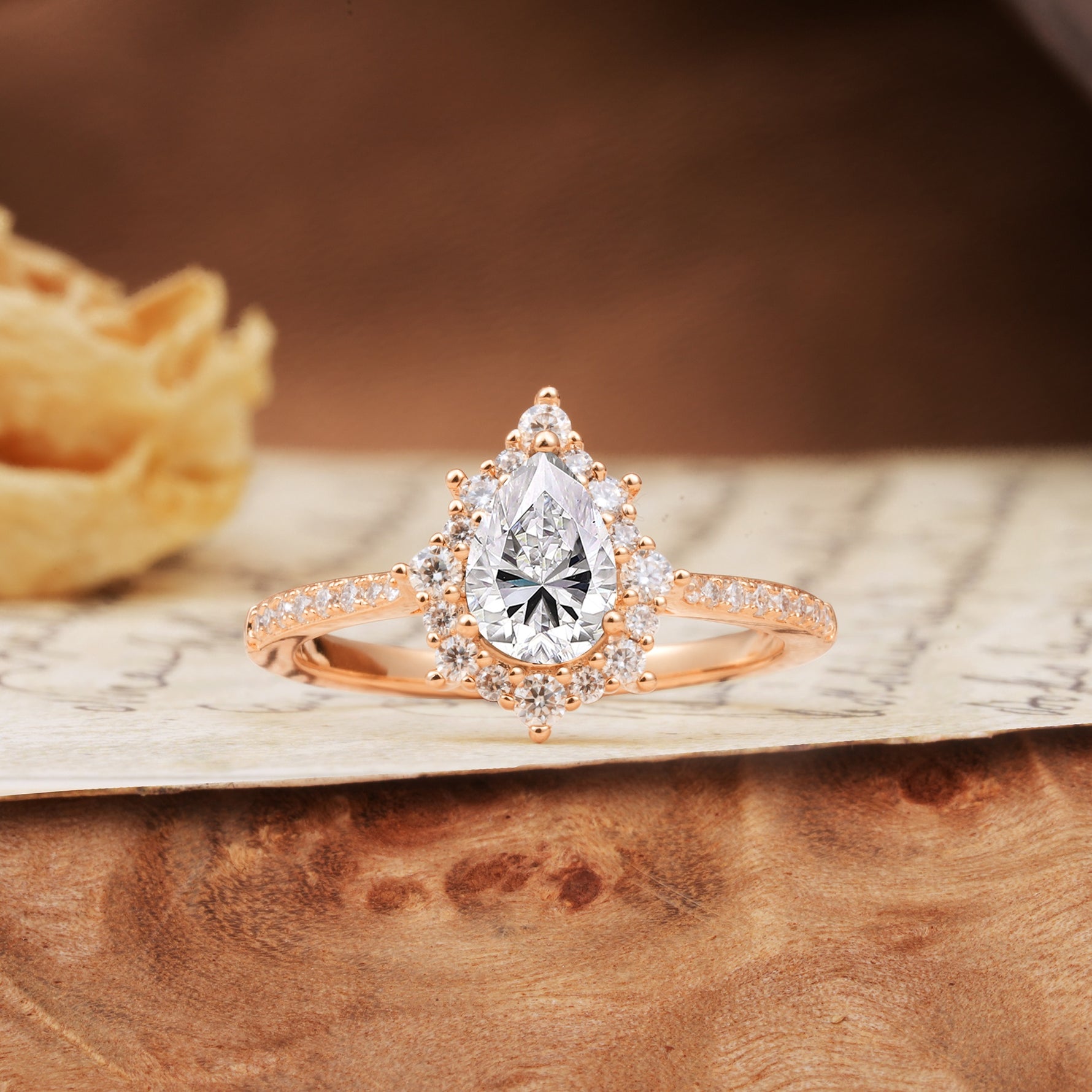 Vintage Classic 3-Prong Pear Cut Lab Diamond Engagement Ring - Additional view