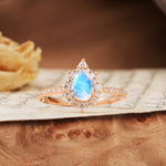 Vintage Classic 3-Prong Pear Cut Moonstone Engagement Ring - Additional view