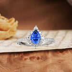 Vintage Classic 3-Prong Pear Cut Sapphire Engagement Ring - Additional view